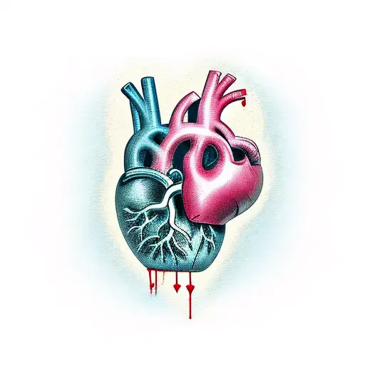 human heart bleeding tattoo design idea
