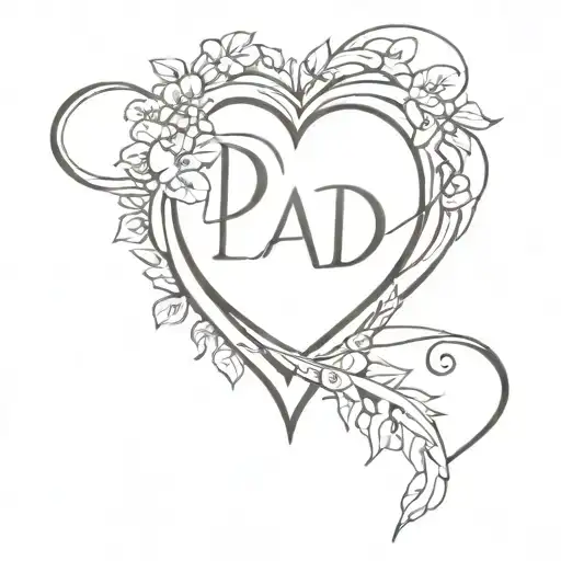memorial dad heart tattoo design idea