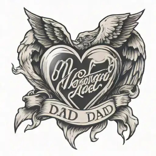 memorial dad heart tattoo design idea