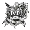 memorial dad heart tattoo design idea