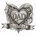 memorial dad heart tattoo design idea
