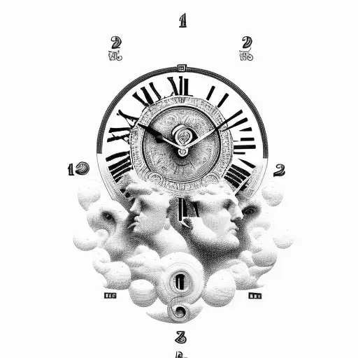 Roman god birth clock numerals tattoo design idea