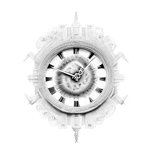 Roman Empire birth clock date numerals tattoo design idea