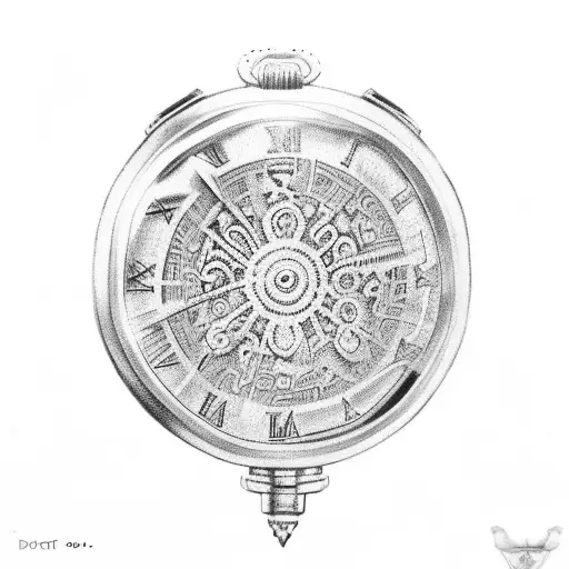 pocket watch with ancient Roman gods  tattoo design idea