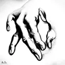 the same pose of the Hands of Michelangelo's Creation of Adam. the left hand is an anatomical hand tattoo design idea