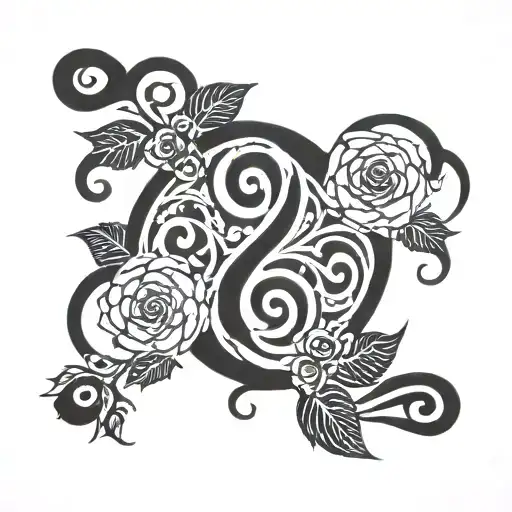 triskele symbol with roses blooming tattoo design idea