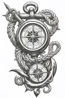 clock compass anchor rope intertwined tattoo design idea