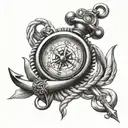 clock compass anchor rope intertwined tattoo design idea