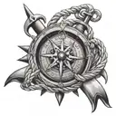 clock compass anchor rope intertwined tattoo design idea