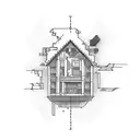 Developer coding a house with binary code tattoo design idea