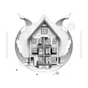 Developer coding a house with binary code tattoo design idea