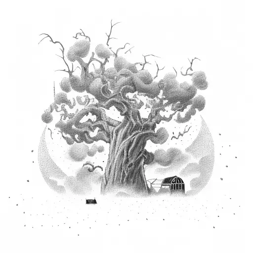 Tornado destroying a farm tattoo design idea