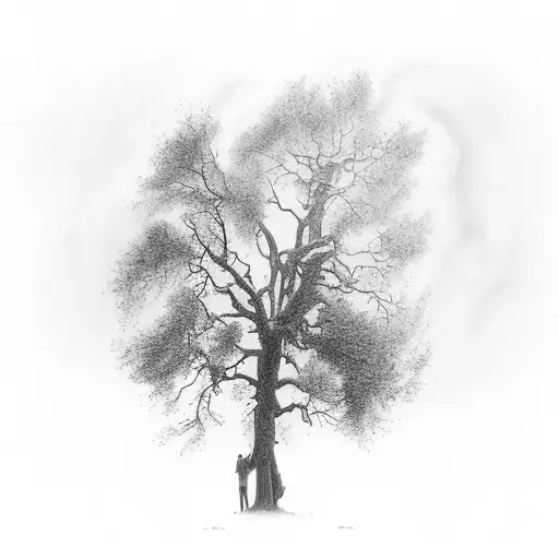 Tornado destroying a farm but leaving one tree standing tattoo design idea