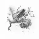 Tornado destroying a farm tattoo design idea