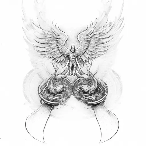 2 wings with staff of aesculapius in between and kickboxing gloves tattoo design idea