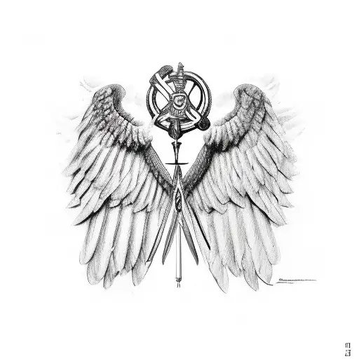 2 wings with staff of aesculapius in between and kickboxing gloves tattoo design idea