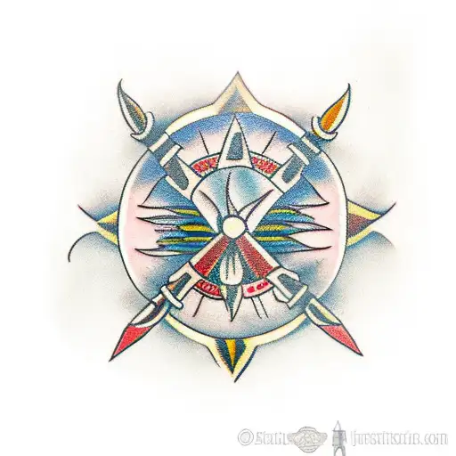 indian Mace weapon tattoo design idea
