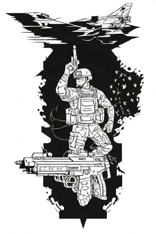 military with deployments and ptsd sleeve tattoo design idea