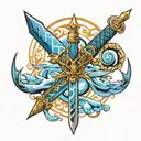 blue Lightning sword  tattoo design idea