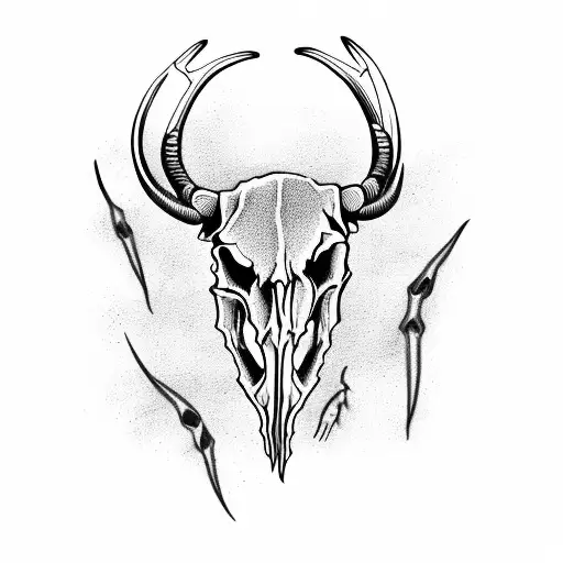 longhorn skull Texas wild flowers tattoo design idea