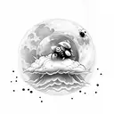 cloud lady bug moon tattoo design idea