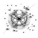 cloud lady bug moon tattoo design idea