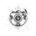 camera lens with dancer in middle tattoo design idea