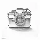 camera lens with dancer in middle tattoo design idea