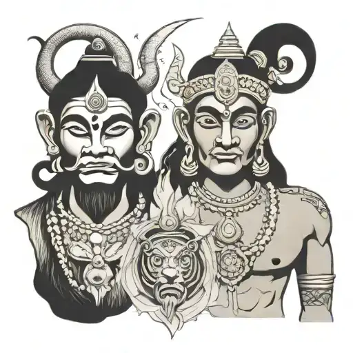 Minimalistic tattoo with hanuman shiva and kali  tattoo design idea