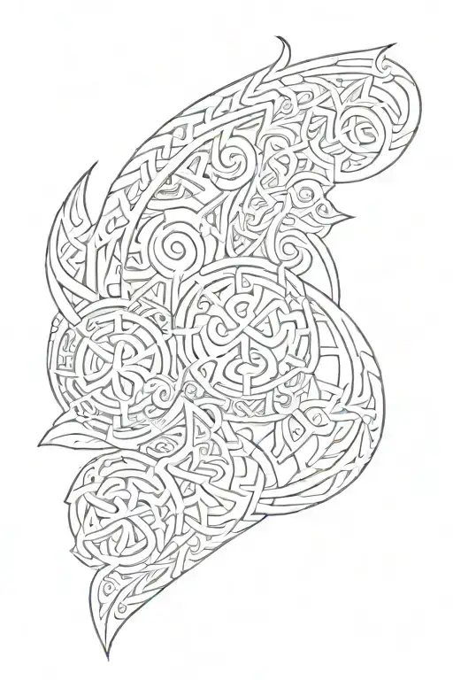 Celtic and maori and gallic patterns on arm sleeve tattoo design idea