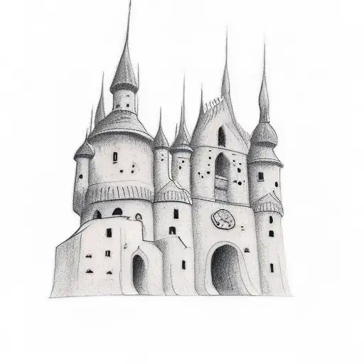 Imagine that me and my brother's heights are 188 and 178 cm, give me a really simple tattoo sketch that of two buildings tattoo design idea