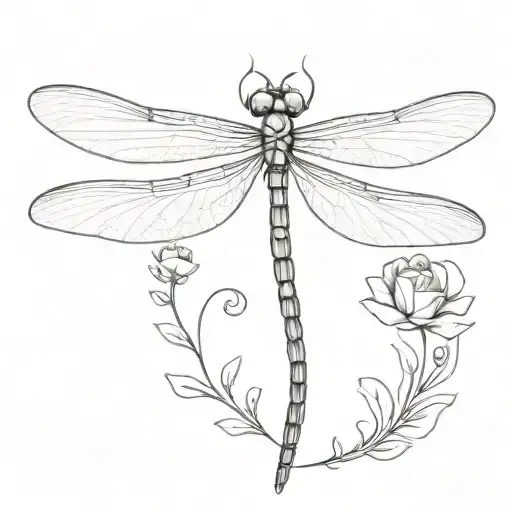 dragonfly standing on coraline key  tattoo design idea