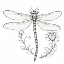 dragonfly standing on coraline key  tattoo design idea