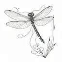 dragonfly standing on coraline key  tattoo design idea