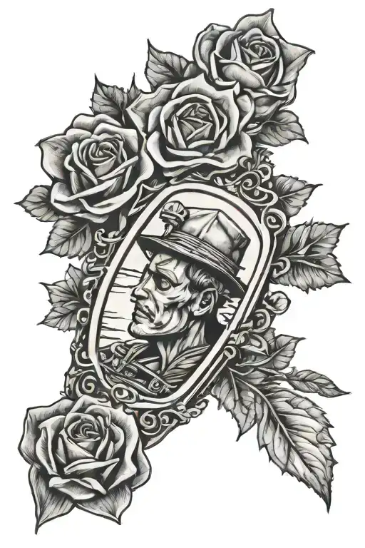 rear view mirror tattoo design idea