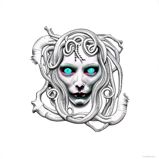 gothic scene with subtle medusa tattoo design idea