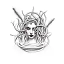 gothic scene with subtle medusa tattoo design idea