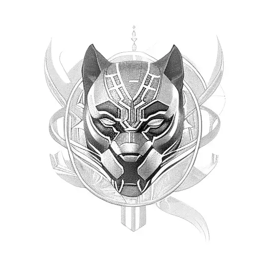 Black Panther with roses tattoo design idea