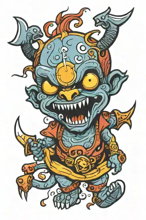 adhd demon tattoo design idea