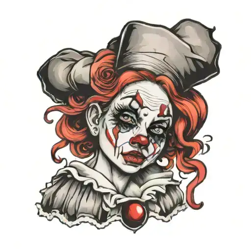 sad clown girl crying eye tattoo design idea