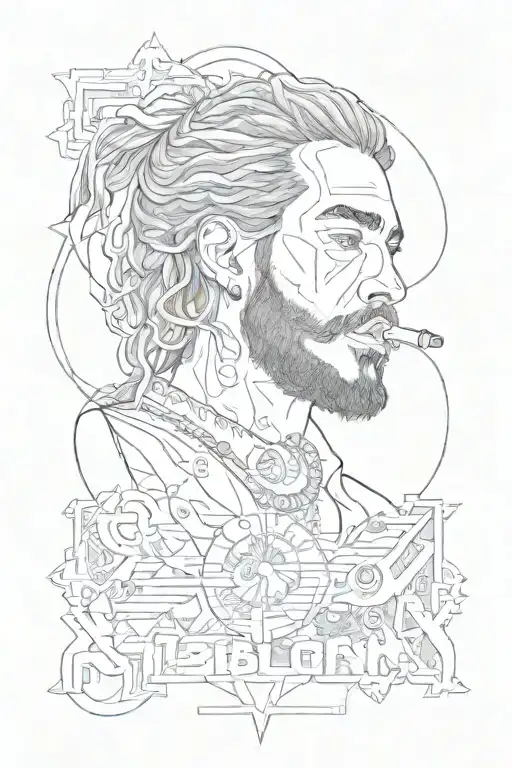 f1 trillion (post malone album cover tattoo design idea