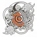 Combine elements from Naruto such as the Ambu sigil, cursemark, and yin and yang symbol into a unique and intricate design tattoo design idea