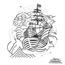 concha do mar e avião tattoo design idea