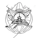 concha do mar e avião tattoo design idea