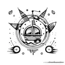 concha do mar e viagem tattoo design idea