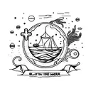 concha do mar e viagem tattoo design idea