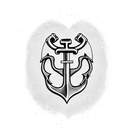 heart anchor and sword tattoo design idea