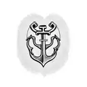 heart anchor and sword tattoo design idea