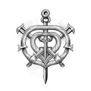 heart anchor and sword tattoo design idea