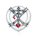 heart with cross anchor and sword tattoo design idea
